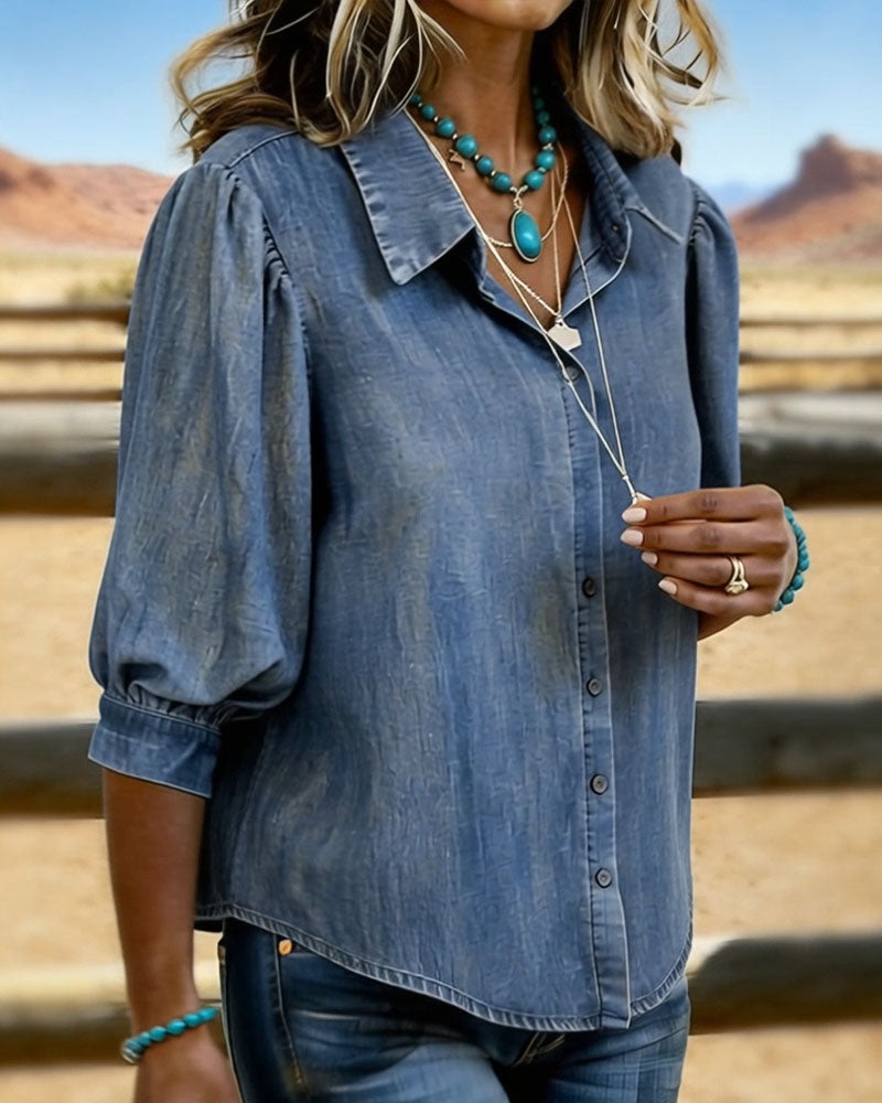 Skjorte Bubble Kortermet Denim