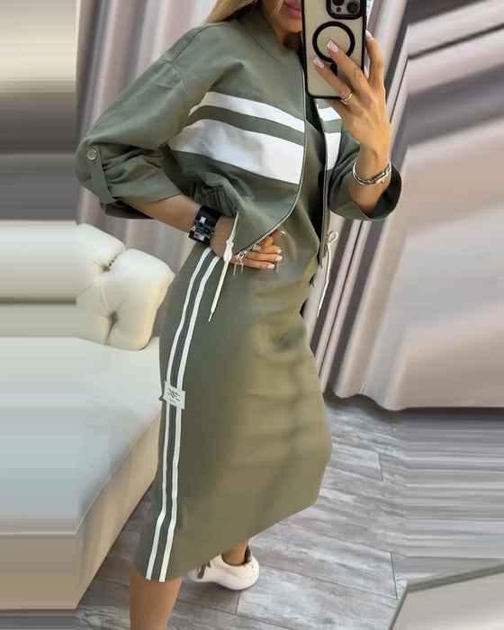 Sett uformell jakke ermeløs kjole