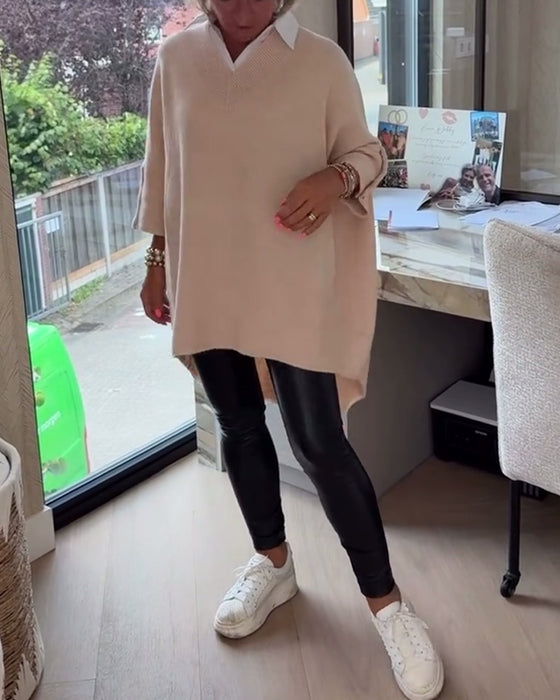 Genser Med V-Hals, Knappet Og Asymmetrisk Egenskaper