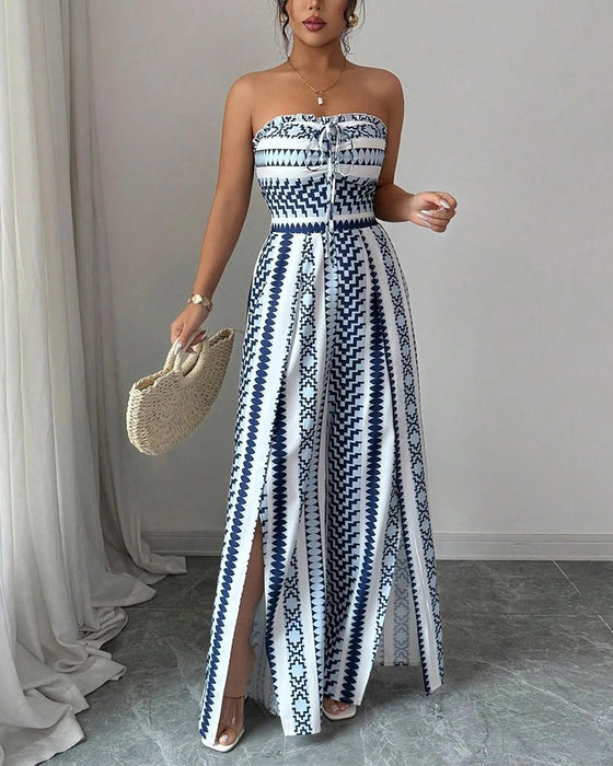Jumpsuit Geometrisk Bandeau Spalte Bred Ben