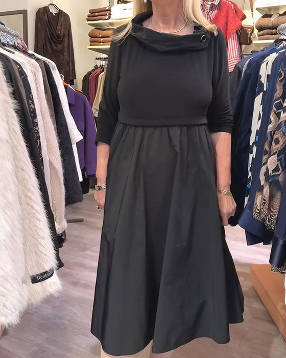 Kjole Vannfallskrage Lappverk A-Linje Maxi