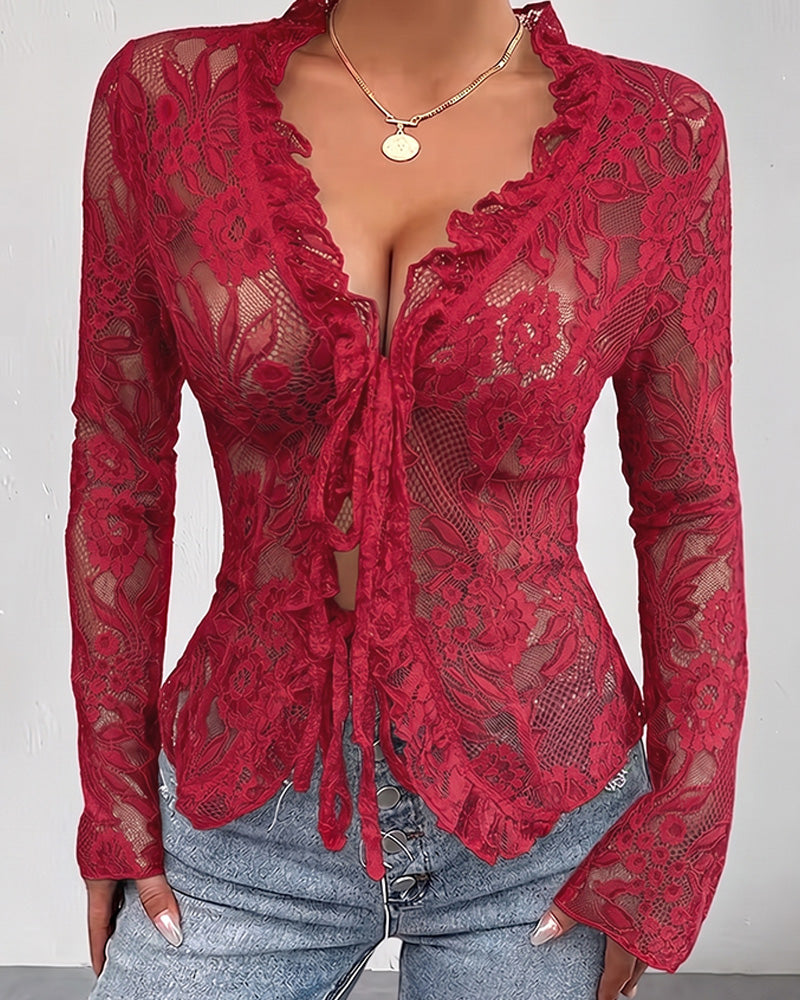 Bluse V-Hals Knyte Blonde