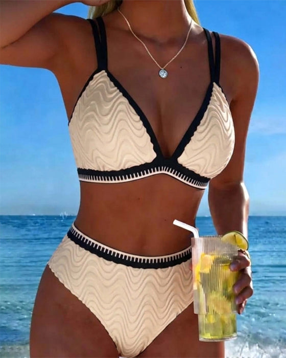 Bikini Fargeblokk Dobbelstropp Teksturert