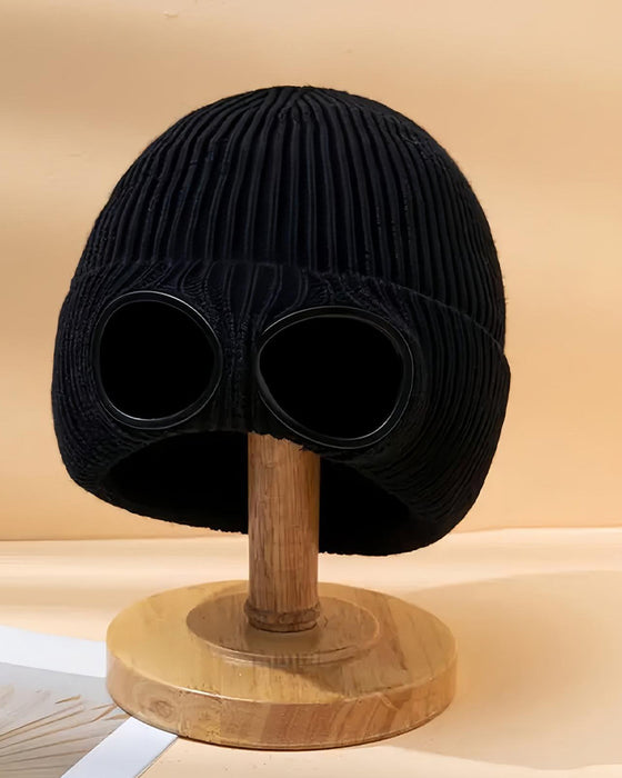 Unisex Ensfarget Goggle-linse Designet Beanie Lue