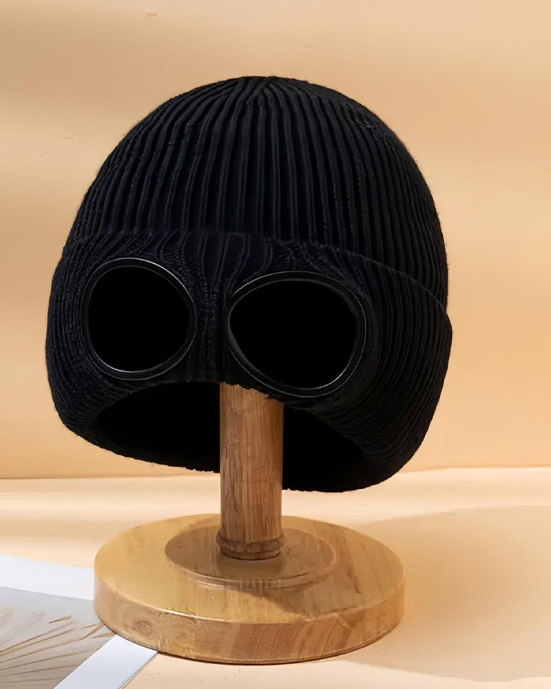 Unisex Ensfarget Goggle-linse Designet Beanie Lue