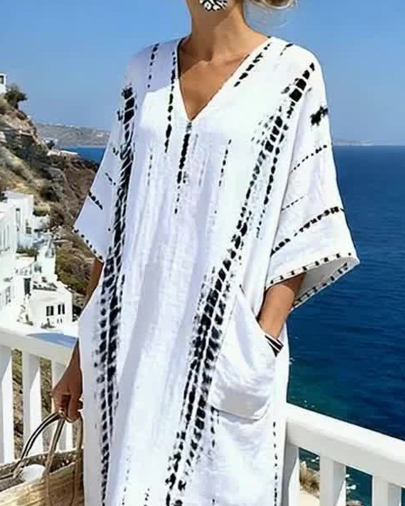 Kjole Bohemisk Flytende V-halset