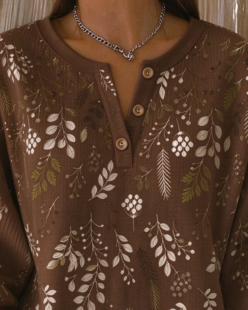 Sweatshirt Vaffel Henry Krage Blomstermønster