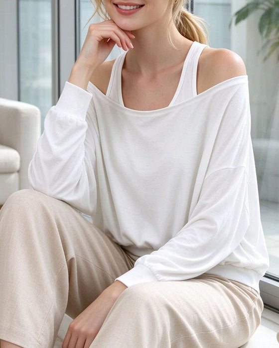 Topp Off-Shoulder Falsk Todelt Langermet