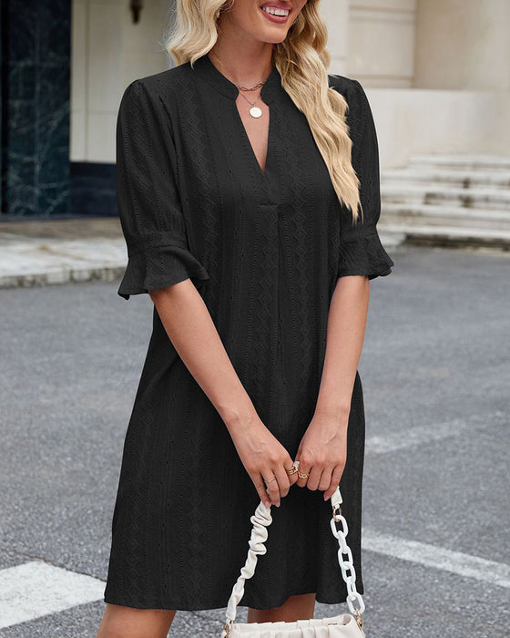 Kjole Ensfarget V-hals