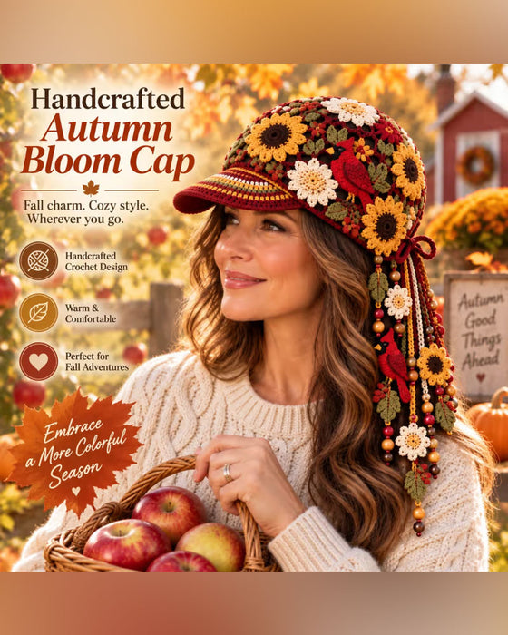 🍂 Dame Håndlaget Heklet Høst Baseballcaps