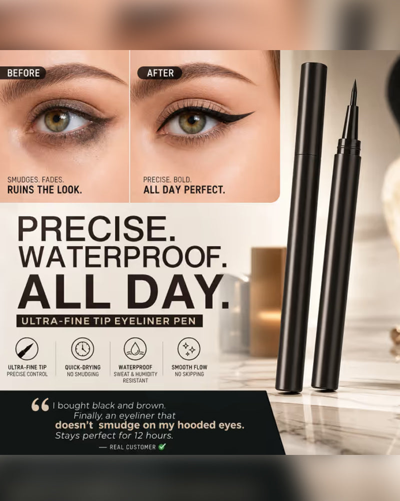 Flytende Eyeliner Vanntett Ultra Tynn Spiss Rasktørkende