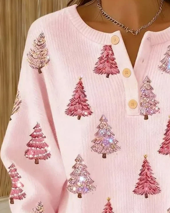 Genser Juletre Trykk Henley Krage