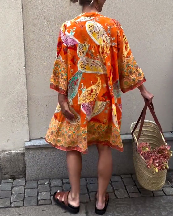 Bohemisk Kjole Med Motetrykk