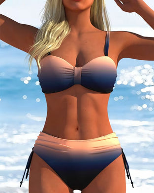 Bikini Gradient Mønster Snøre Mote