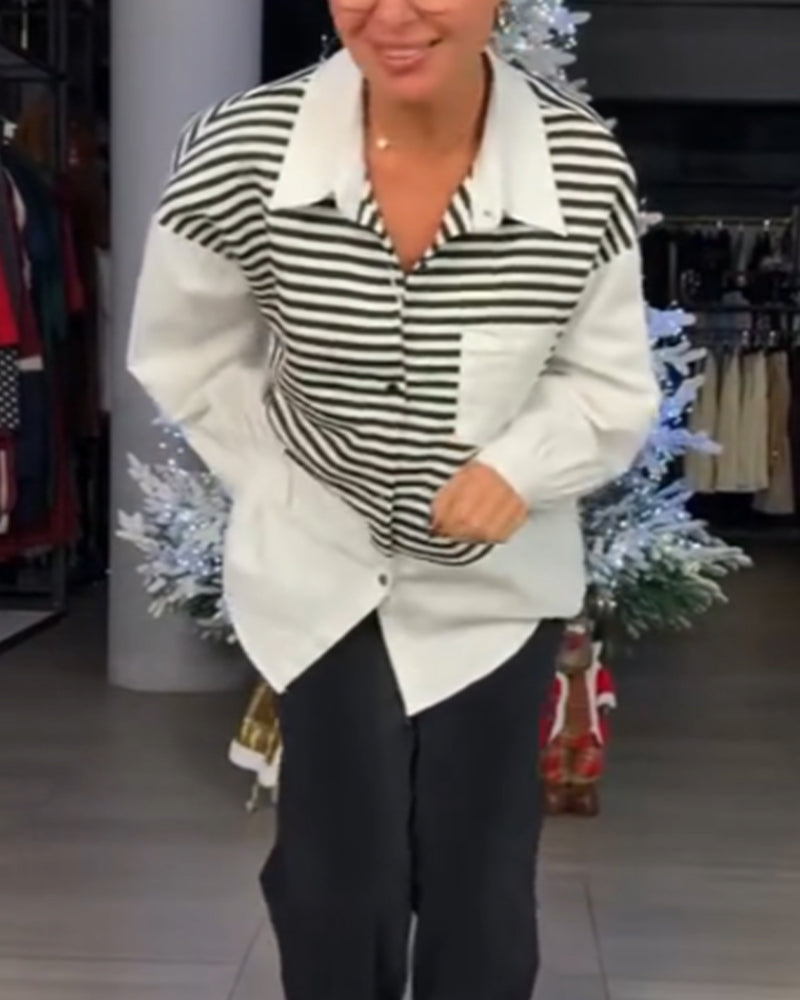 Skjorte Stripete Knappekrage