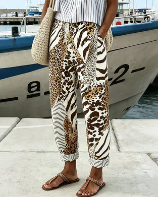 Bukser Leopard Og Zebra Lappeteppe Casual Lang