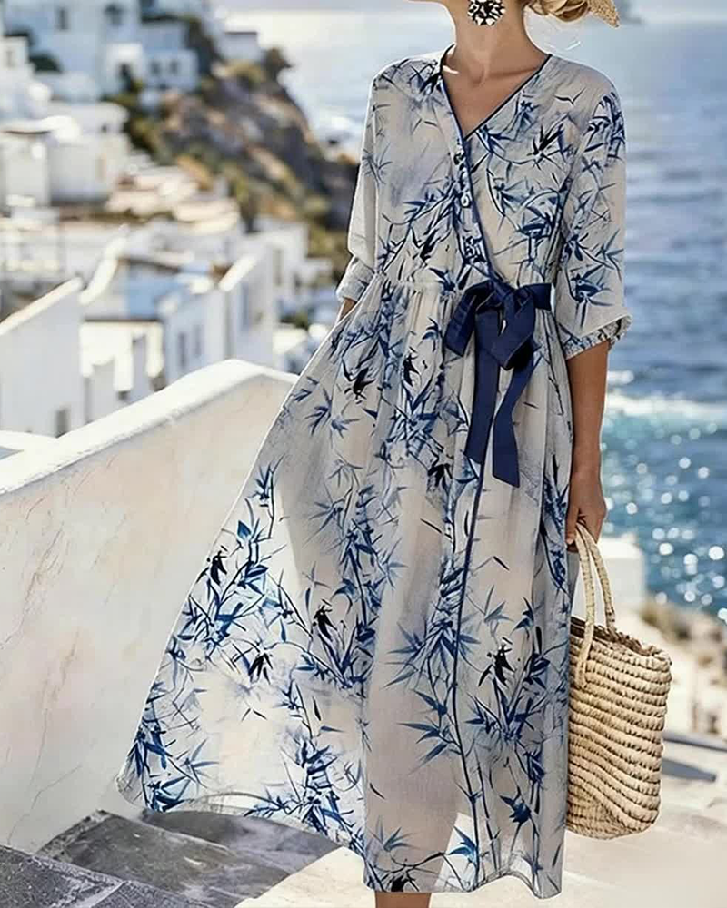 Kjole Trykt Knyt Løs