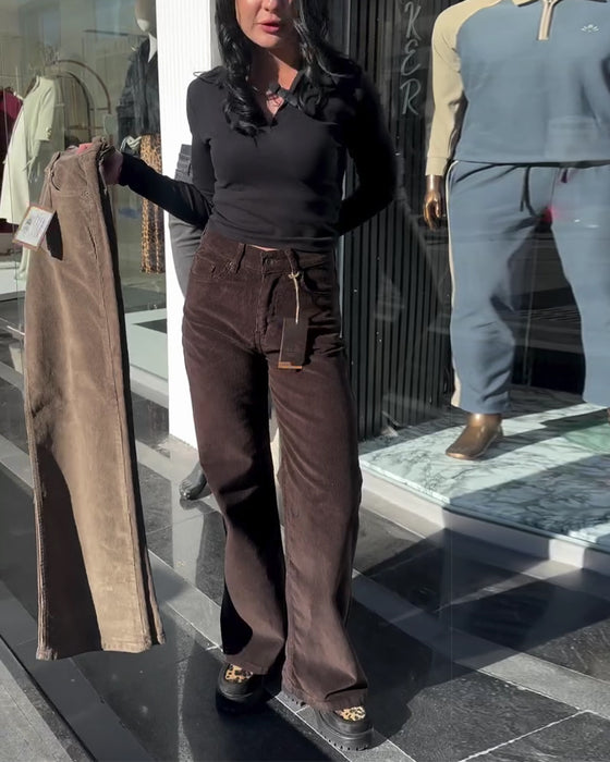 Bukser Fløyel Casual Vide Ben