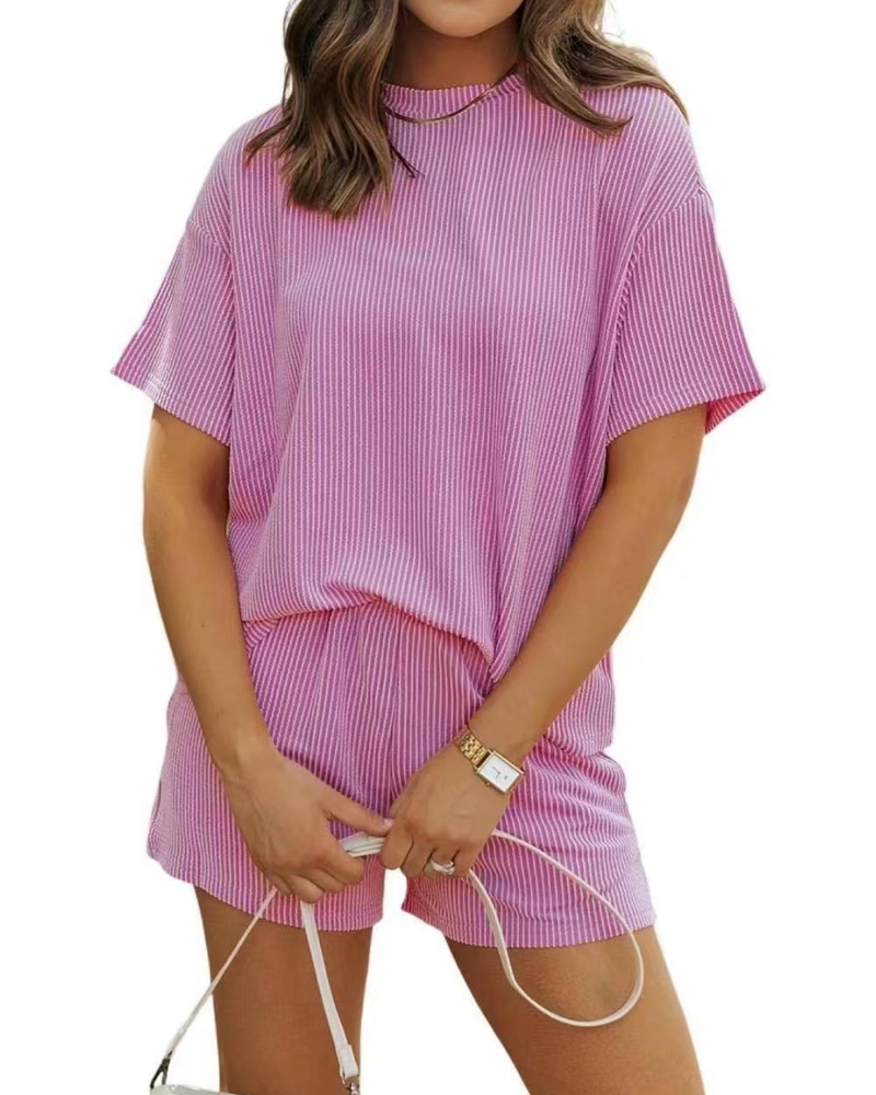 Dress Stilig Stripete Rund Hals