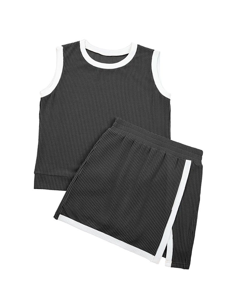 Sett Stripet Delt Beskyttende Tanktopp
