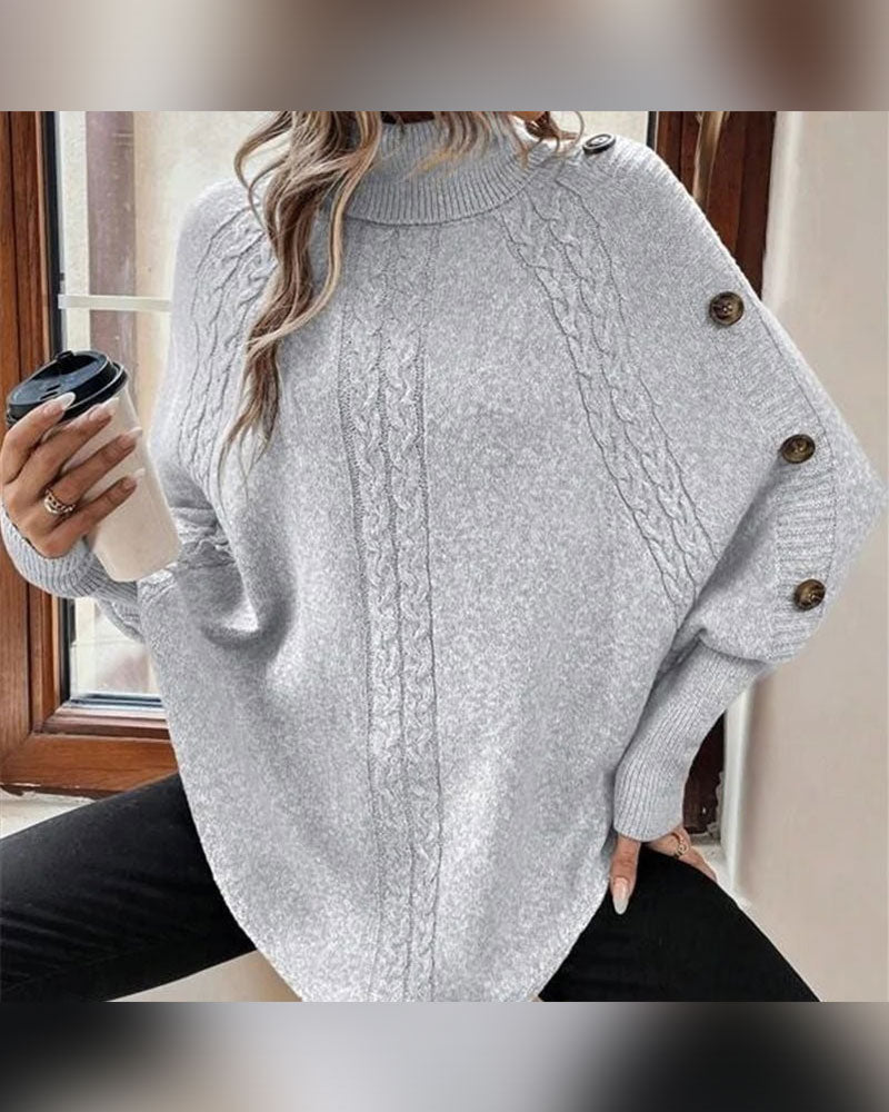Genser Turtleneck Uregelmessig Flette Knapp