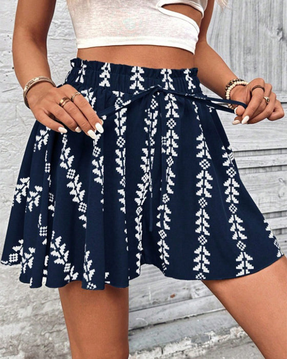 Shorts Trykk Snøre Loose Fit Flare