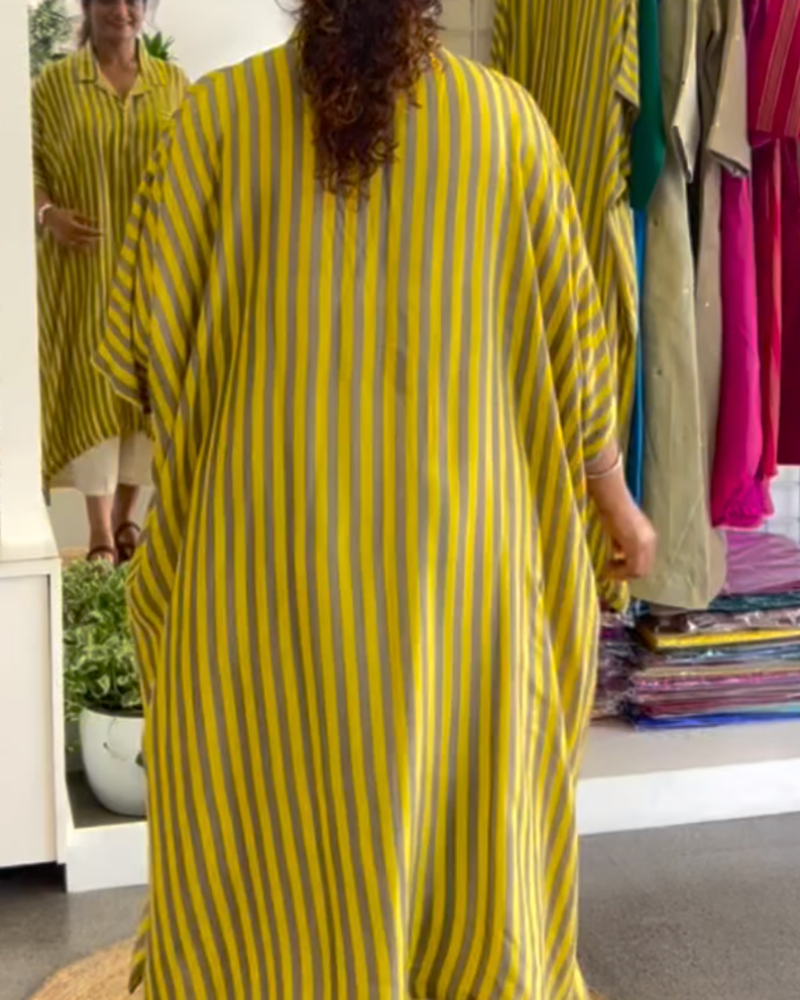 Kjole Jakkeslag Løs Stripet Skjorte