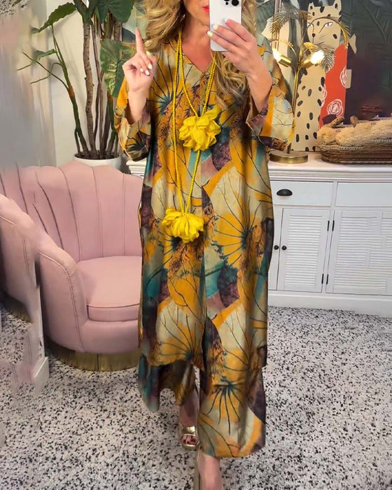 Retro løst trykket casual sett