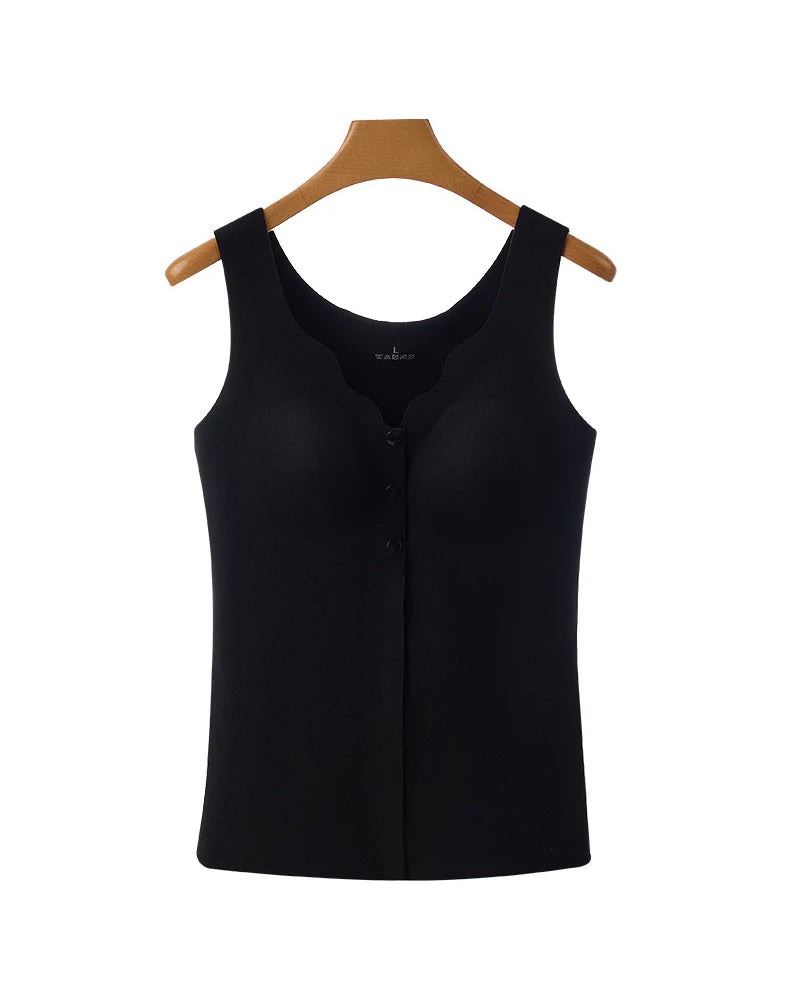 Tank Top Termisk Forknapper Integrert Brystholder