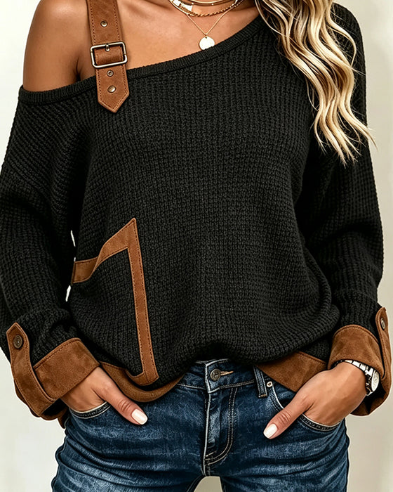 Bluse Skulderbar Asymmetrisk Hals Spliced
