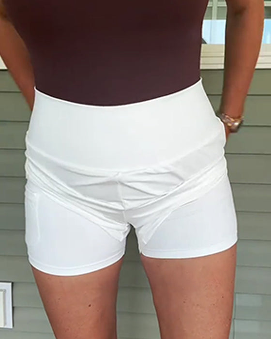 Shorts Høy Midje Anti-Eksponering Dobbel Lag Sport