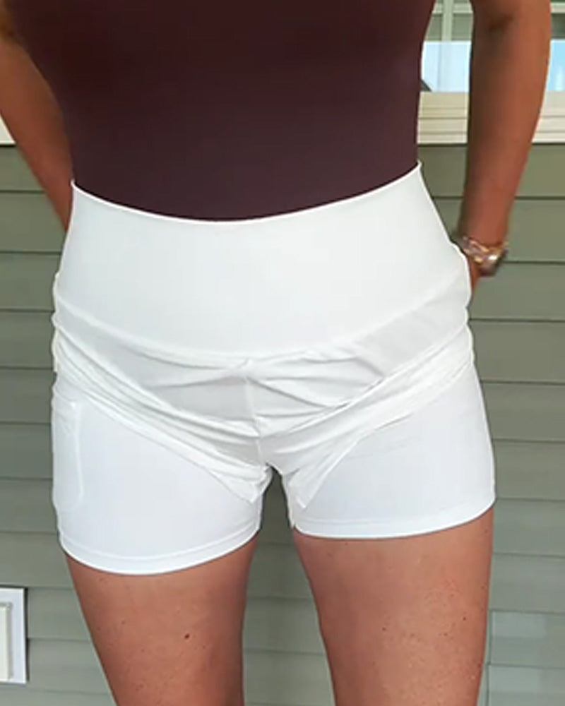 Shorts Høy Midje Anti-Eksponering Dobbel Lag Sport