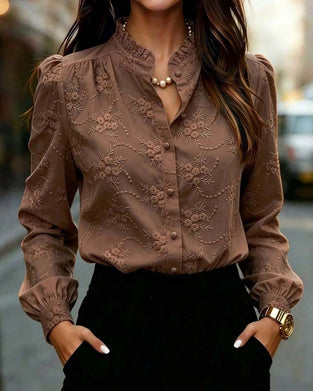 Bluse Boble Erme Mandarin Krave