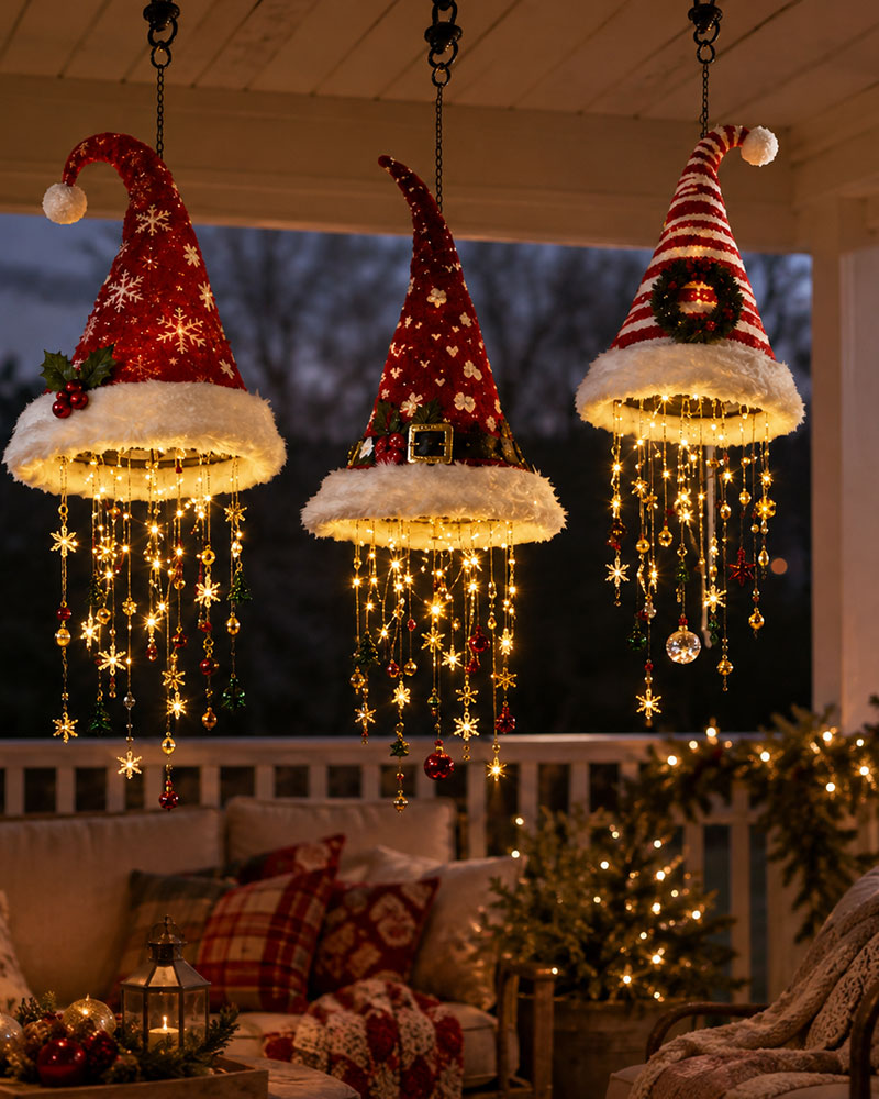 🎅 Opplyst Julenisselue Hengende Lysekrone🎄