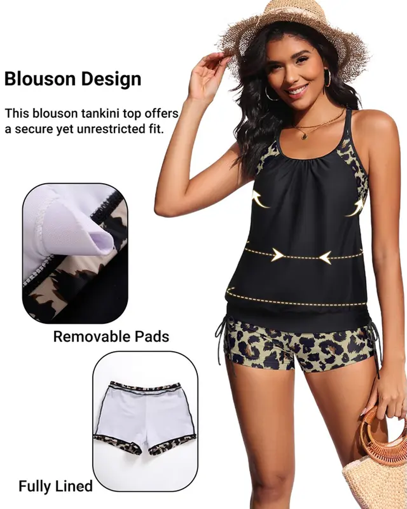 Tankini Ermeløs Leopard Lappeteppe Snøre