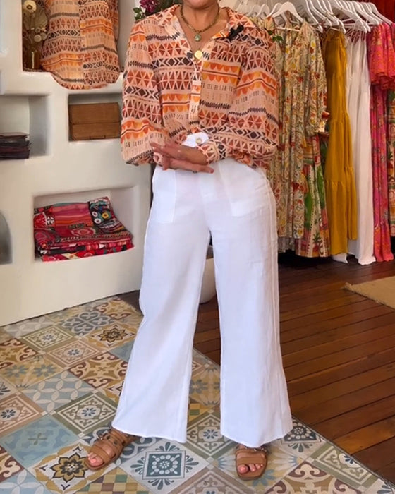 Skjorte med jakkeslag og retrotrykk