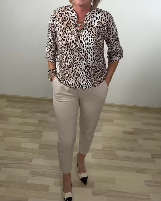 Bluse Ståkrage Mote Leopard