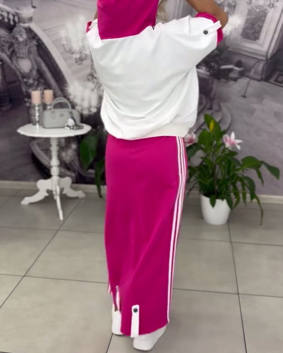 Sett Med Hette Snøring Trykt Skjørt