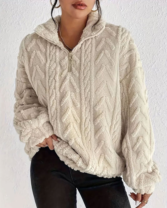 Sweatshirt Dobbeltsidig Fleece Halv Glidelås