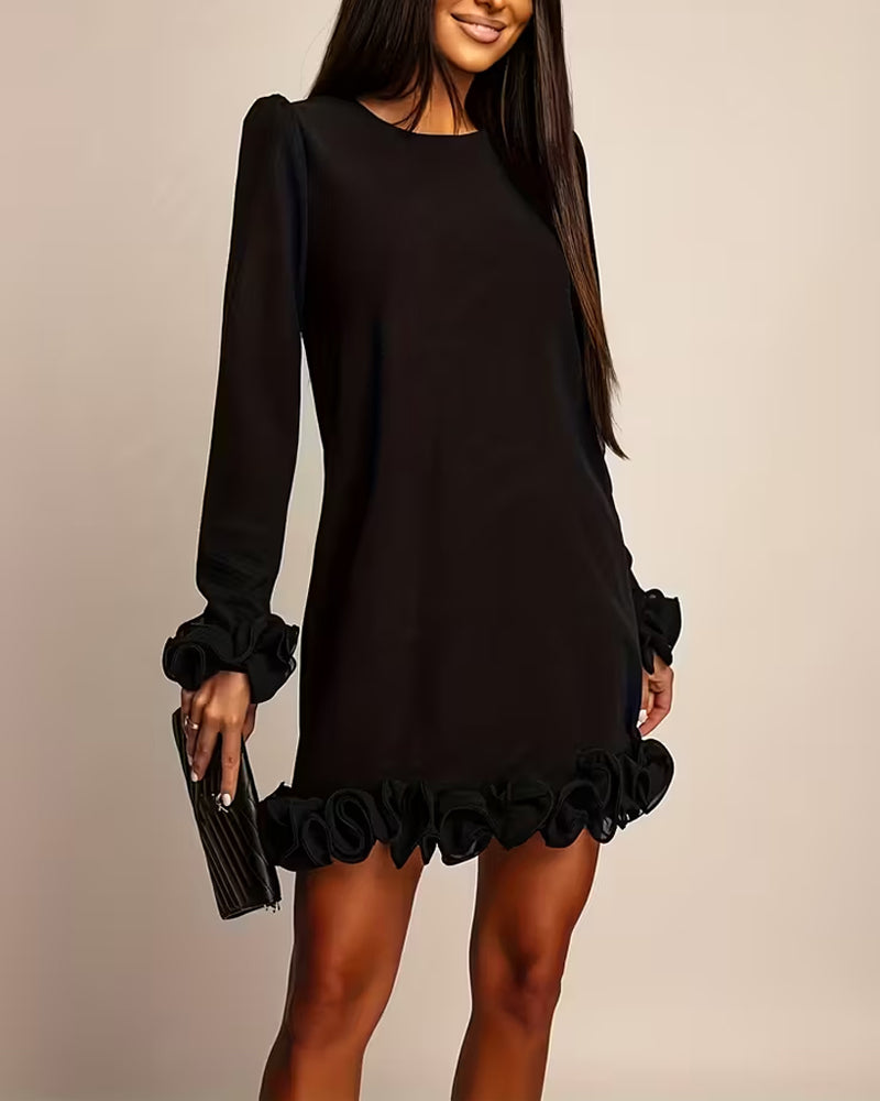 Kjole Puffermme Rett Blomsterknupp