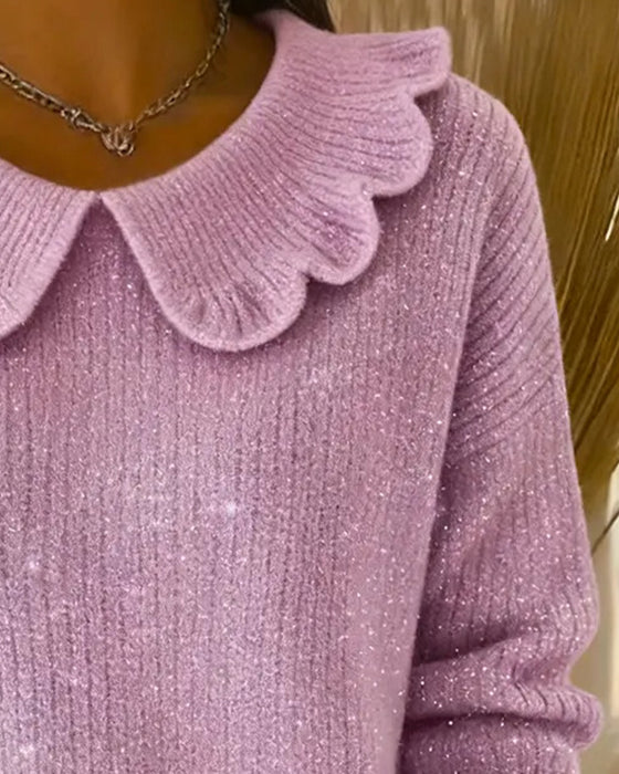 Pullover Jakkeslag Ribbet Skimmer Figursydd