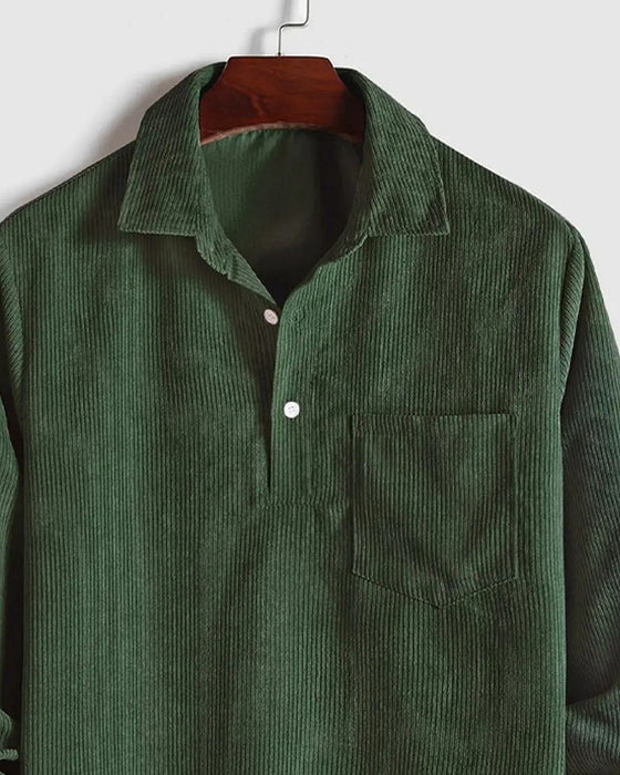 Bluse Menn Solid Farge Jakkeslag Knapp