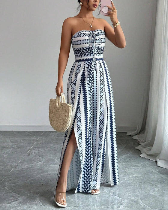 Jumpsuit Geometrisk Bandeau Spalte Bred Ben