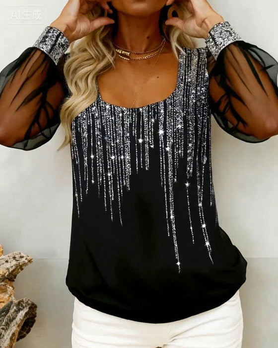 Stilfull Langermet Topp Med Lappetæktsdetaljer