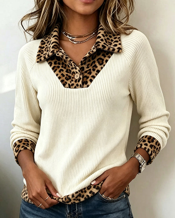Topp Jakkeslag Leopard Lappeteppe Ribbet Knapp