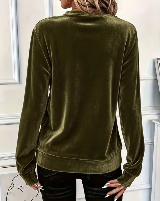 Topp Fløyel Halv Glidelås Elegant