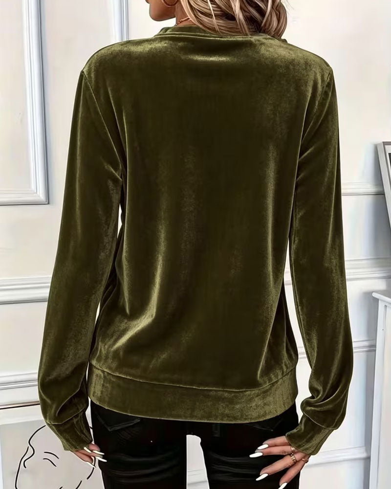 Topp Fløyel Halv Glidelås Elegant