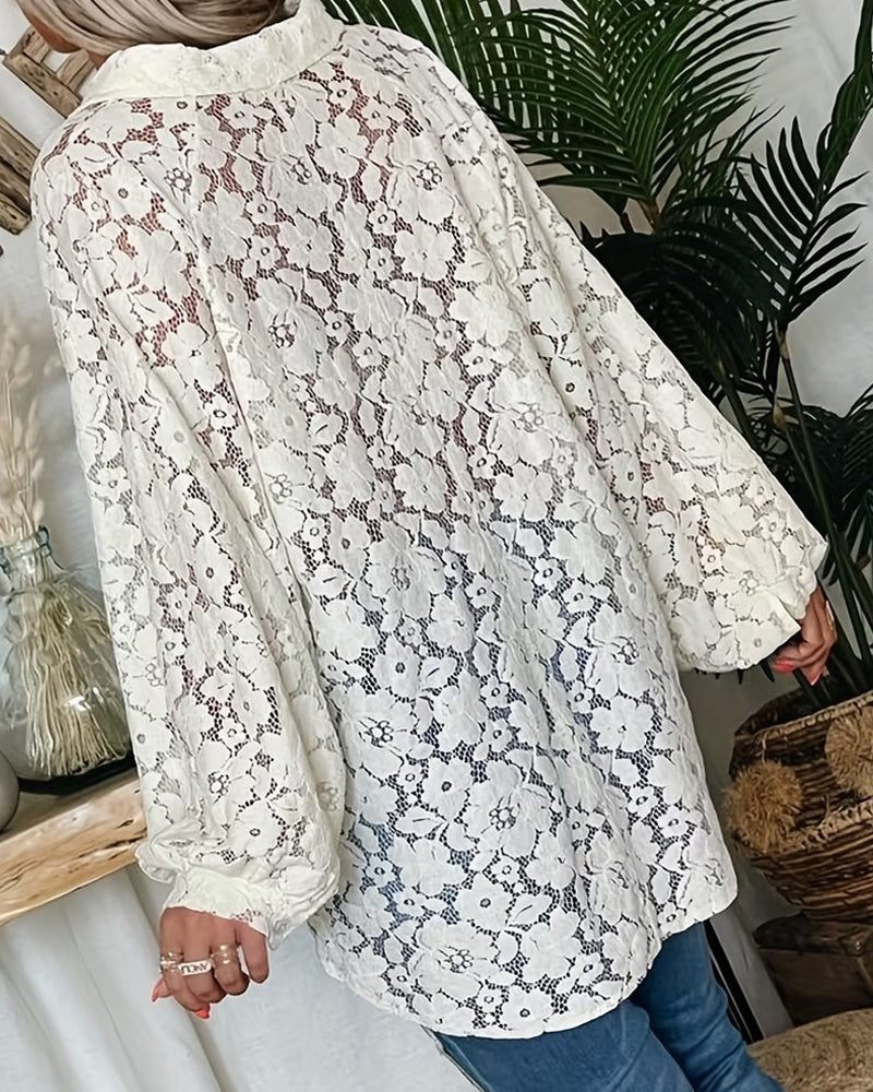 Bluse Blomstret Knipling Krave Langermet