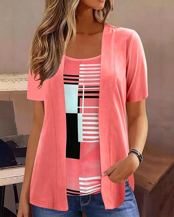 Bluse Patchwork Falsk Todelt