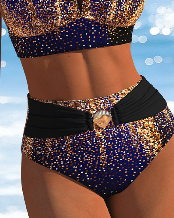 Bikini Halter Gull Skimmer Høy Midje
